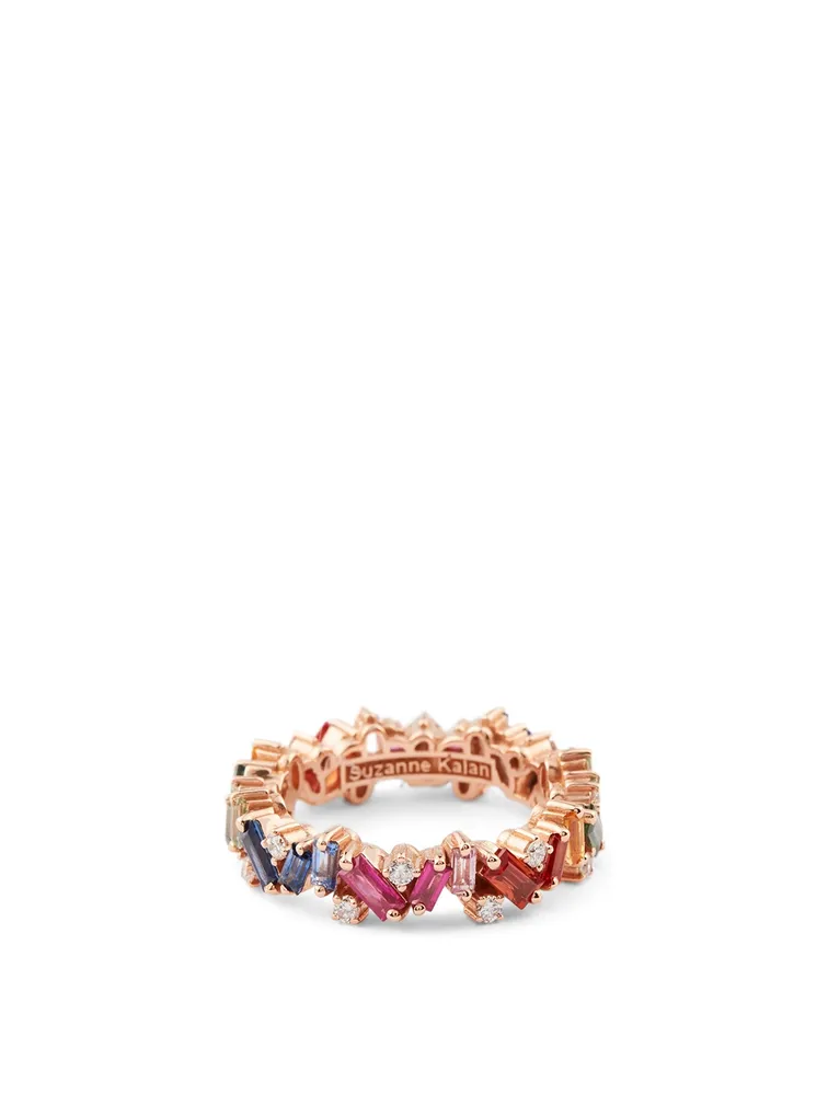 Rainbow Fireworks 18K Gold Bliss Eternity Ring With Sapphire And Diamonds