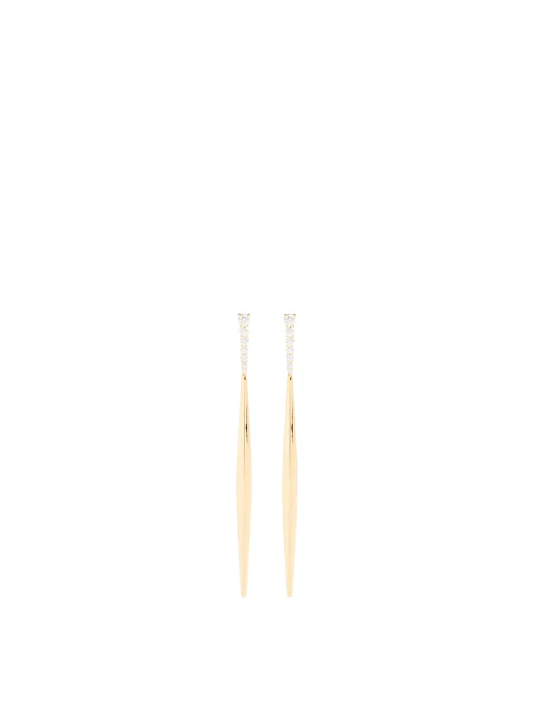 Aria 18K Gold Stiletto Earrings With Diamonds