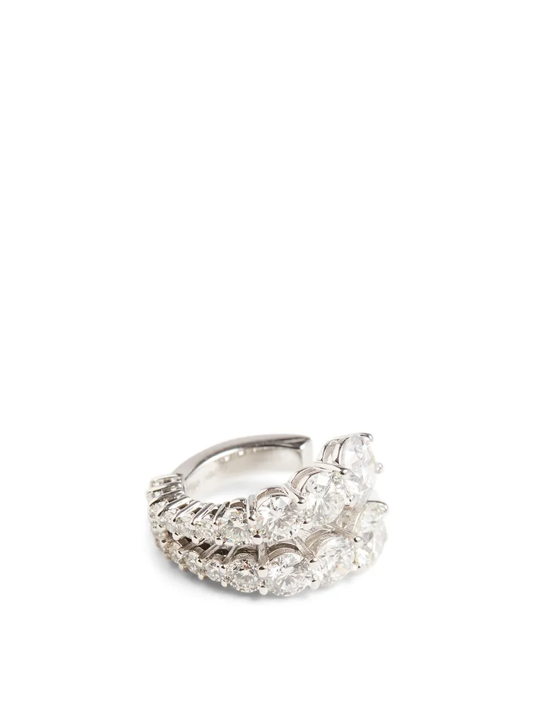 Aria 18K White Gold Two-Row Earcuff With Diamonds