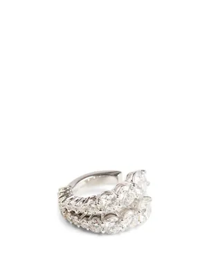 Aria 18K White Gold Two-Row Earcuff With Diamonds