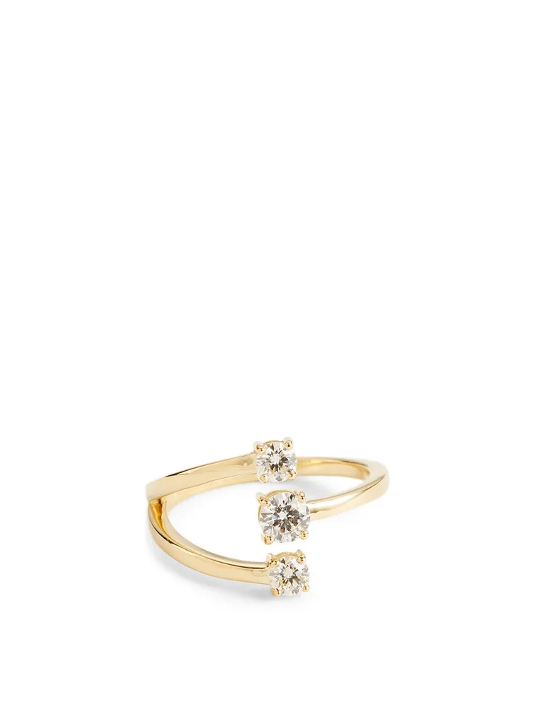 Small Aria Moon 18K Gold Ring With Diamonds