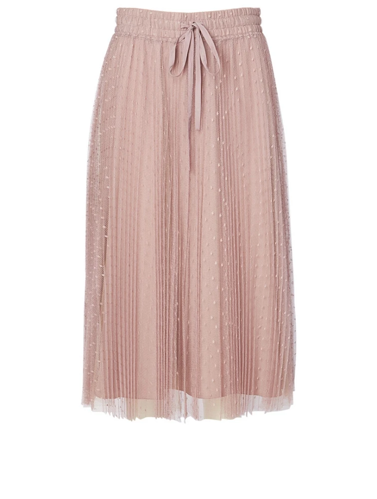 Pleated Tulle Midi Skirt