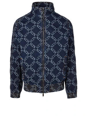 Zip Denim Jacket VLTN Print
