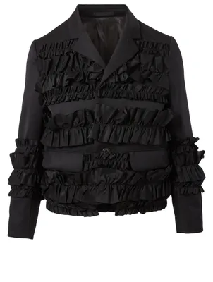 Ruffled Silk And Wool Gabardine Jacket