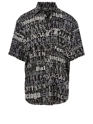 Silk Short-Sleeve Shirt Logo Print