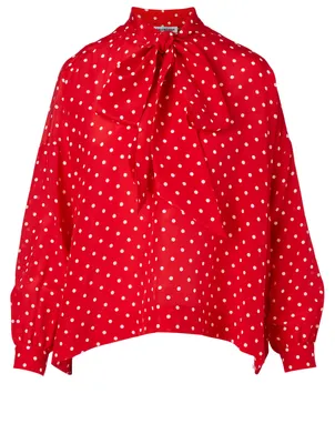 Silk Blouse Polka Dot Print