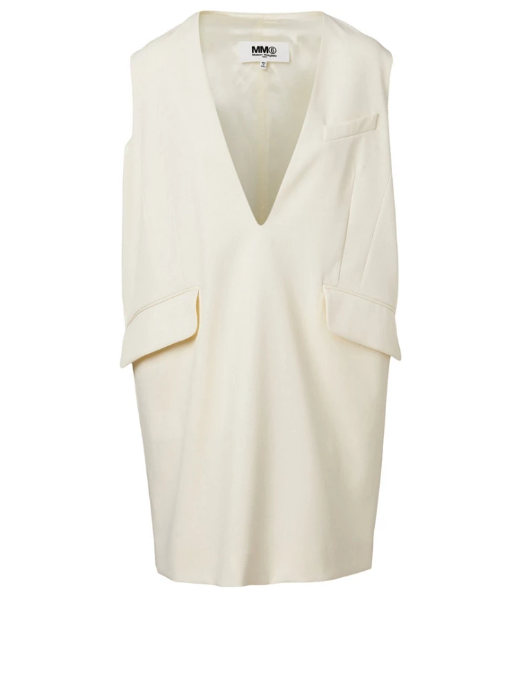 Wool-Blend Décolleté Dress