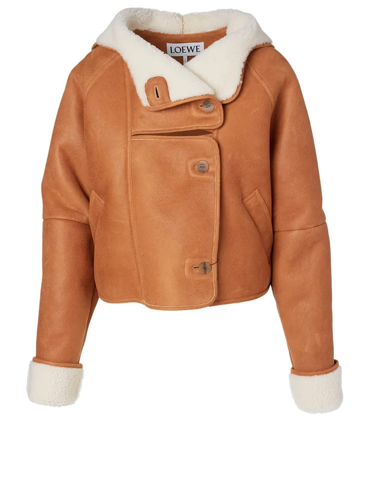 Shearling Leather Jacket With Hood