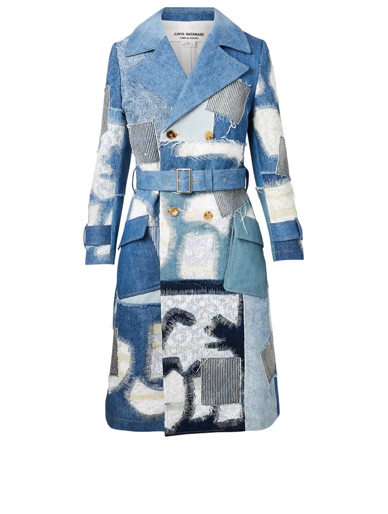 Lace Patchwork Mix Denim Coat