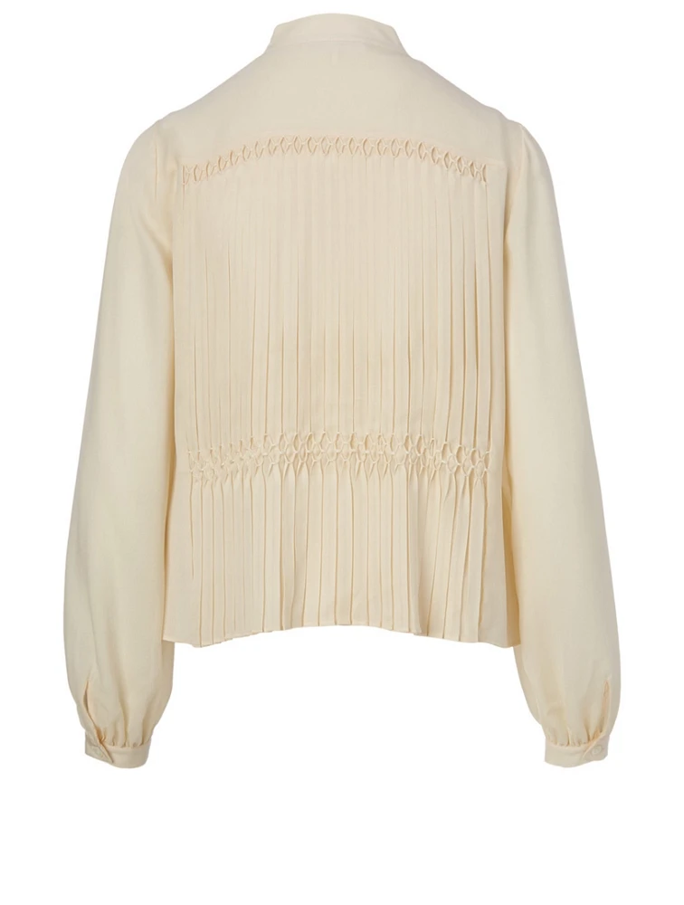 Silk Smocked Shirt