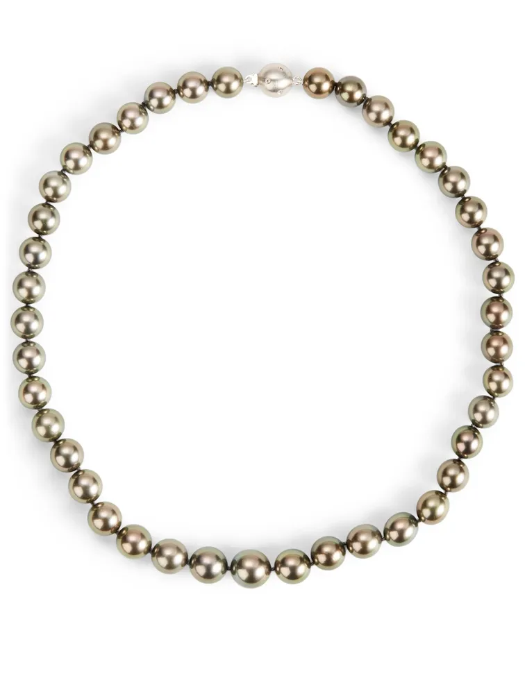 18K Gold Pearl Necklace With Diamonds