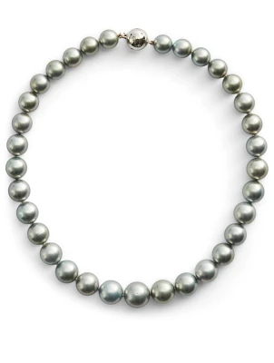 18K White Gold Pearl Necklace With Diamonds