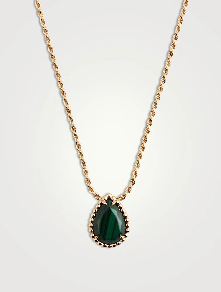 Serpent Bohème Gold Pendant Necklace With Malachite