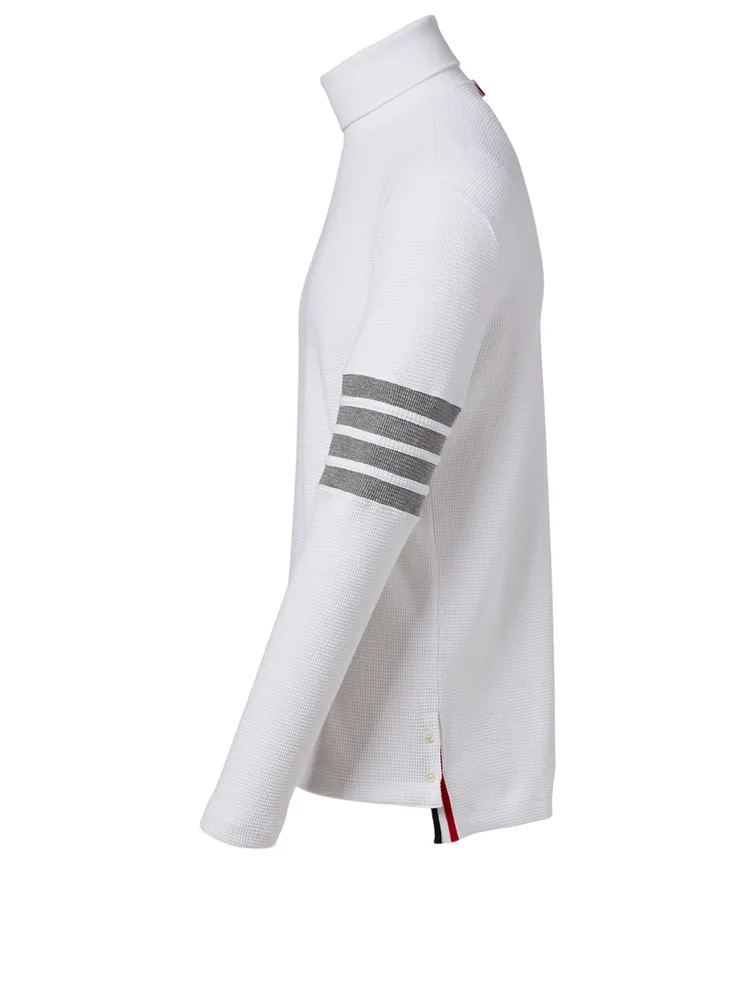 Cotton Four-Bar Turtleneck Top