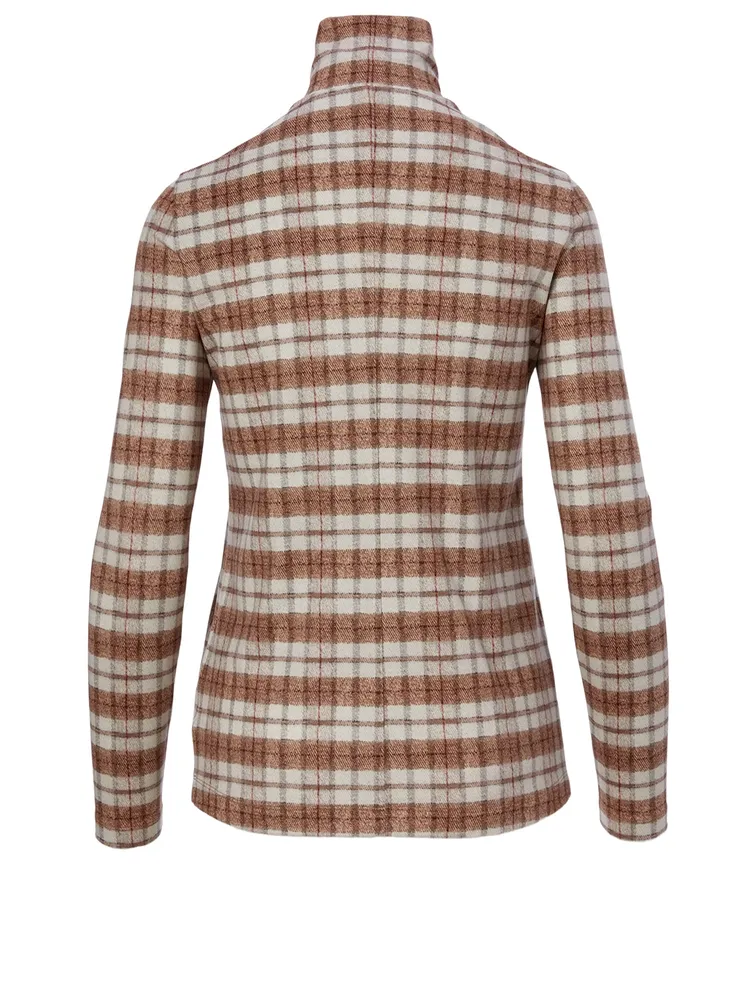 Turtleneck Top Check Print