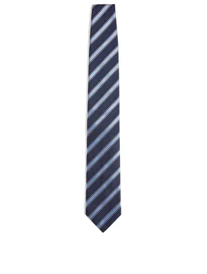Silk Tie In Stripe Print