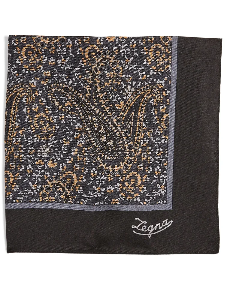 Silk Pocket Square In Paisley Print