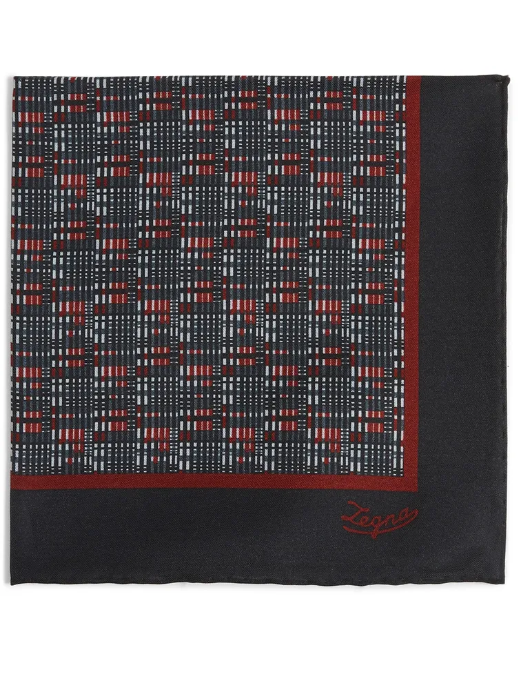 Silk Pocket Square In Check Print