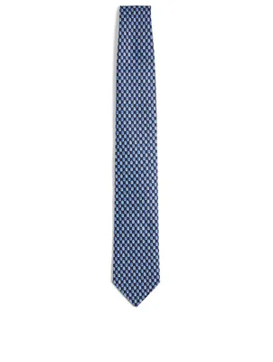 Silk Tie In Geo Print