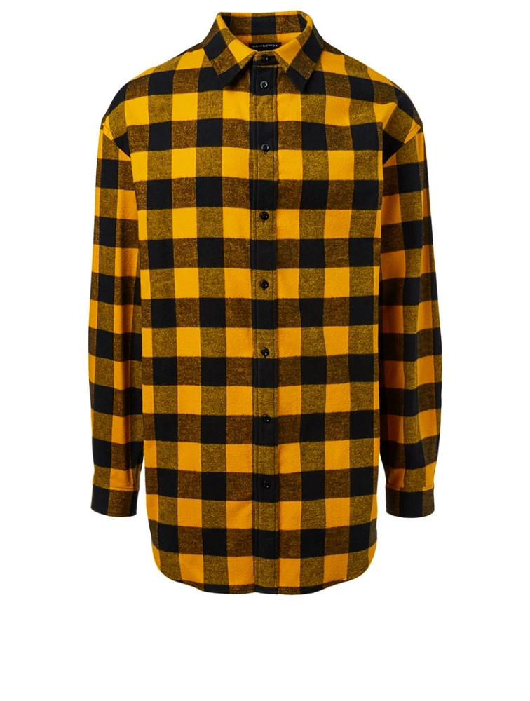 Cotton Flannel Shirt Check Print