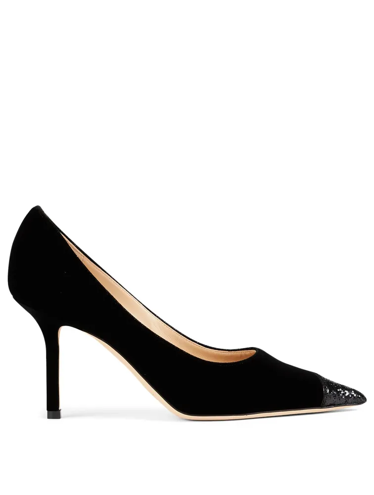 Love 85 Velvet Pumps With Asymmetric Glitter