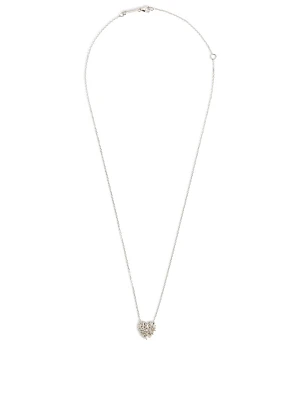 Small 18K White Gold Fireworks Heart Pendant Necklace With Diamonds