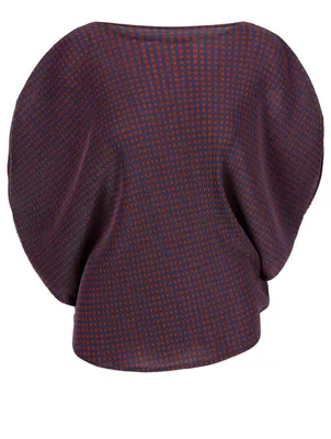Pleated Top In Gingham Print