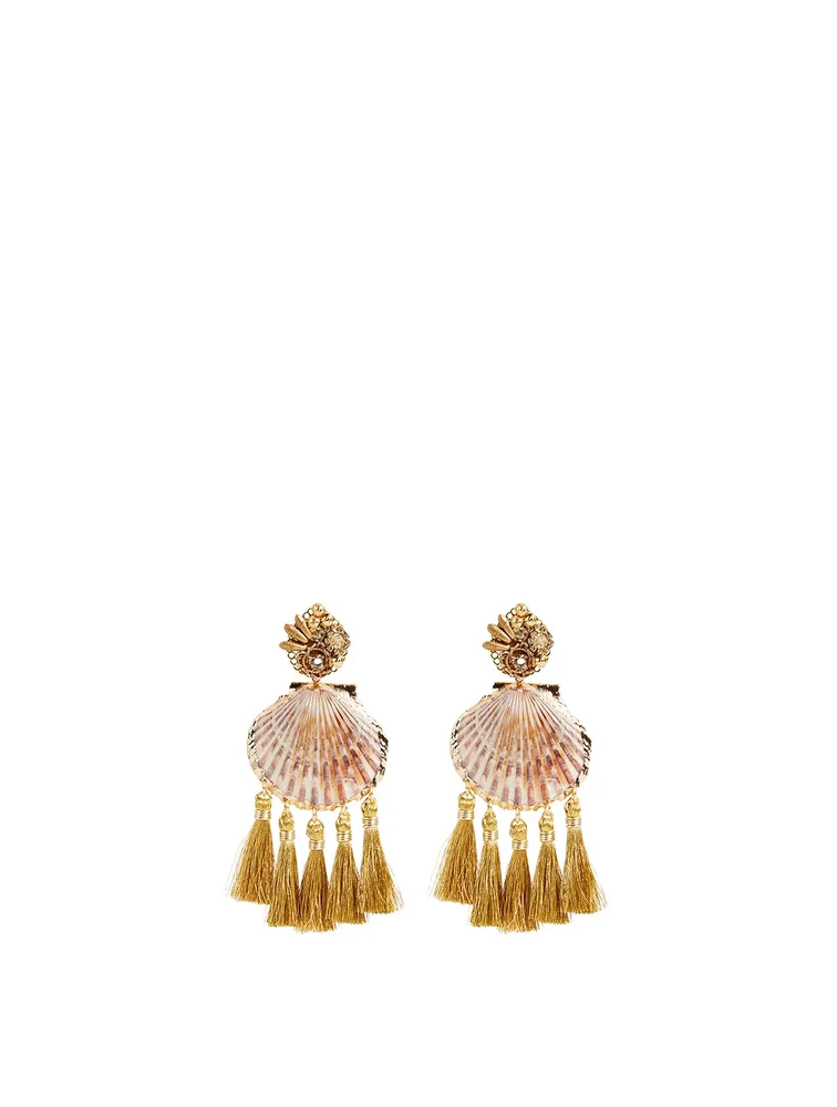 Rose Coquille Gold-Plated Drop Earrings