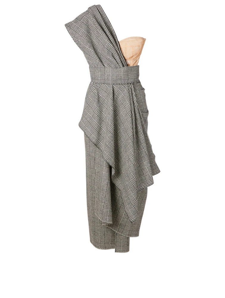 Wool-Blend Midi Dress With Bustier