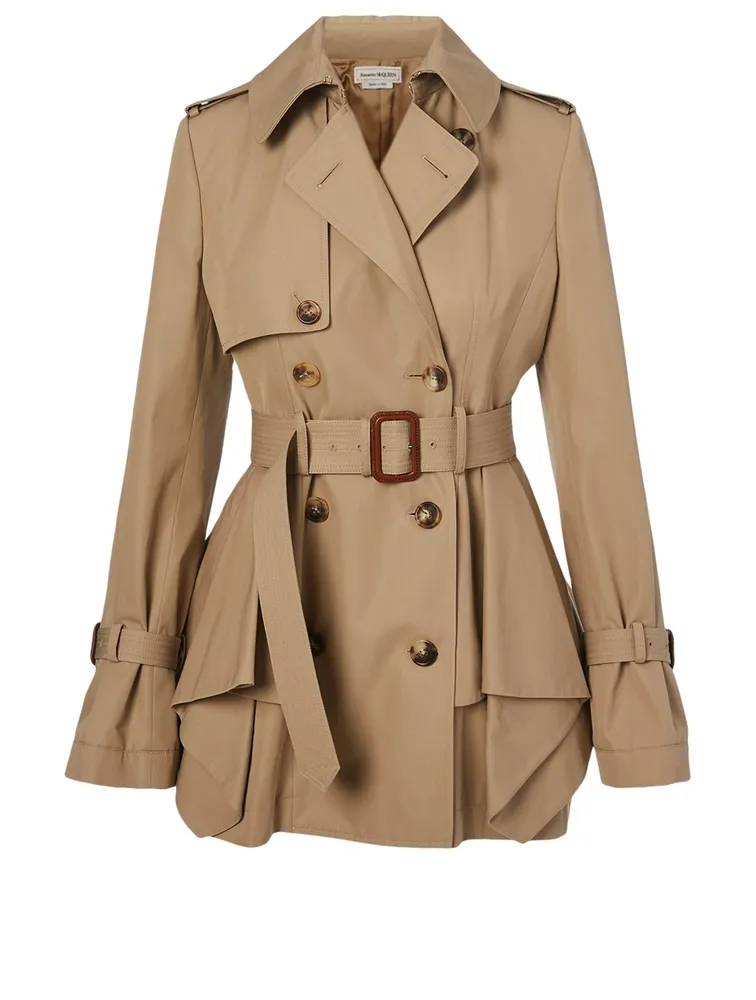 Cotton Peplum Trench Coat