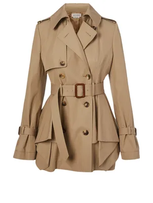 Cotton Peplum Trench Coat