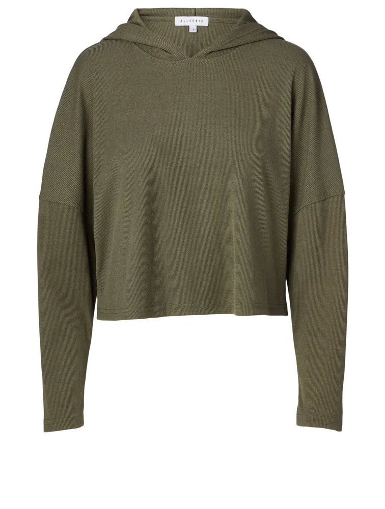 Lyla Ribbed Cropped Hoodie