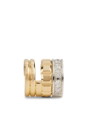 Radiant Edition Quatre Yellow And White Gold Clip Earring With Diamonds