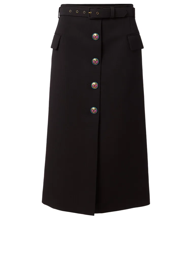 Wool-Blend Midi Skirt
