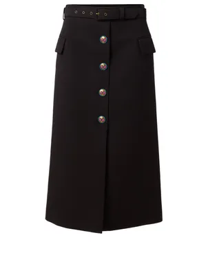 Wool-Blend Midi Skirt