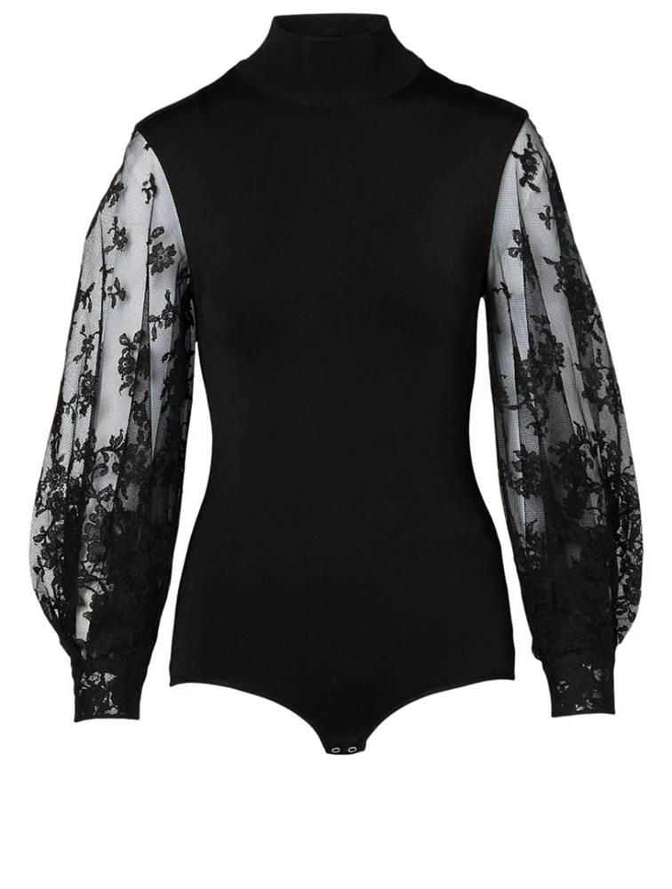 Lace-Sleeve Bodysuit