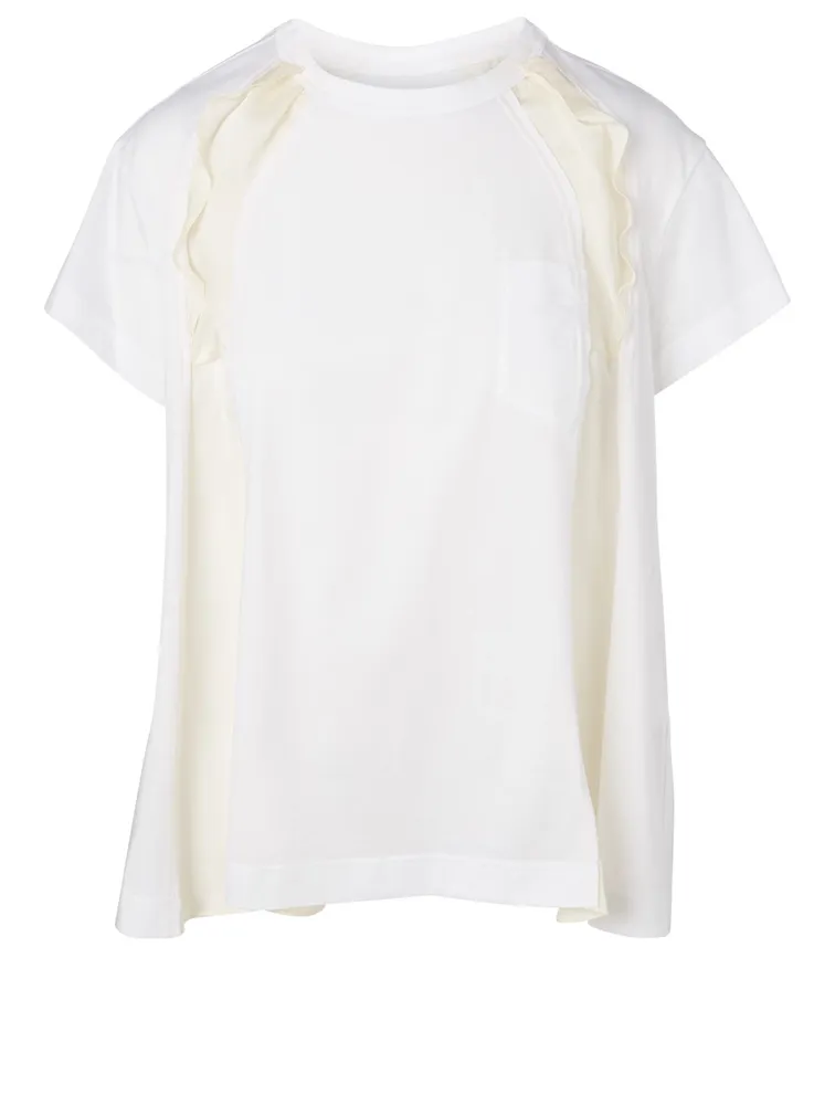Cotton Ruffle Panel T-Shirt