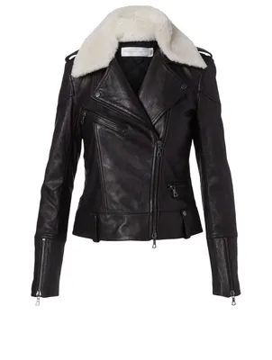 Shearling Collar Biker Jacket