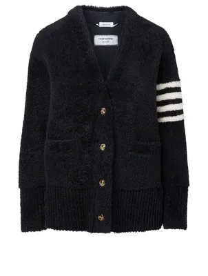 Shearling Four-Bar Cardigan