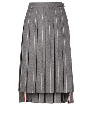 Wool Midi Skirt Stripe Print