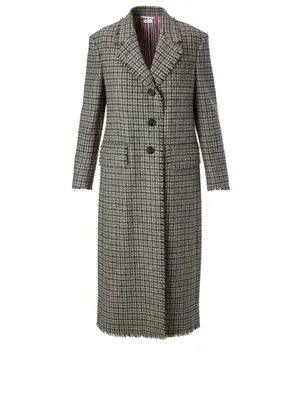 Wool Long Blazer Check Print