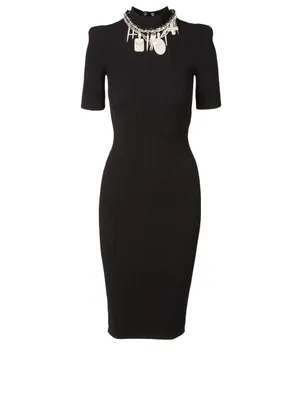 Short-Sleeve Midi Dress With Necklace