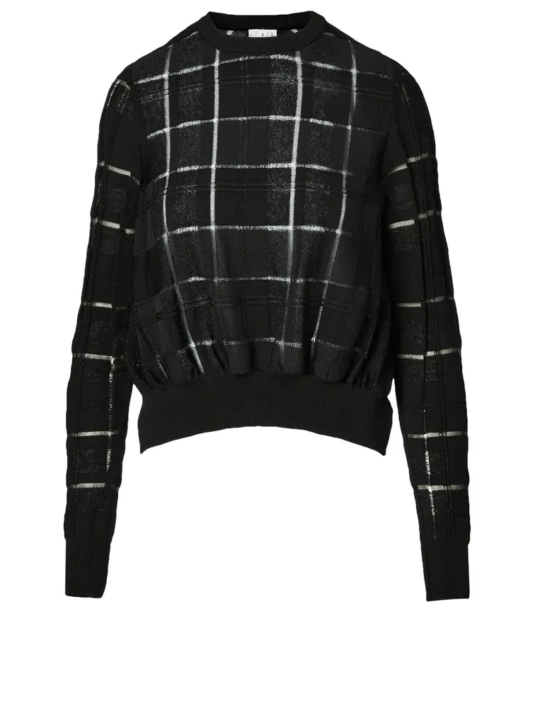 Open Back Sweater In Check