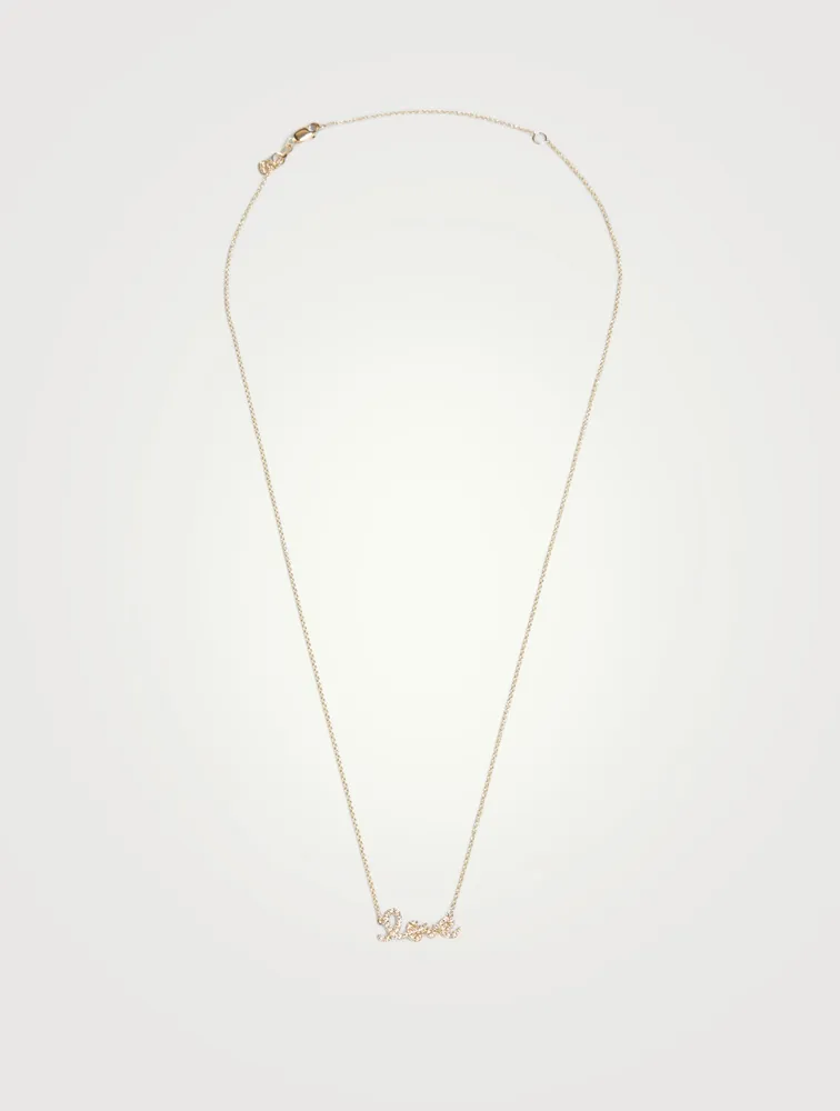 Small 14K Gold Love Necklace With Diamonds