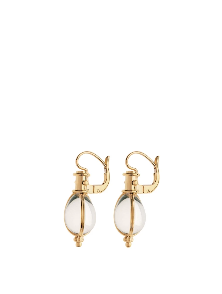18K Gold Classic Amulet Earrings With Crystal