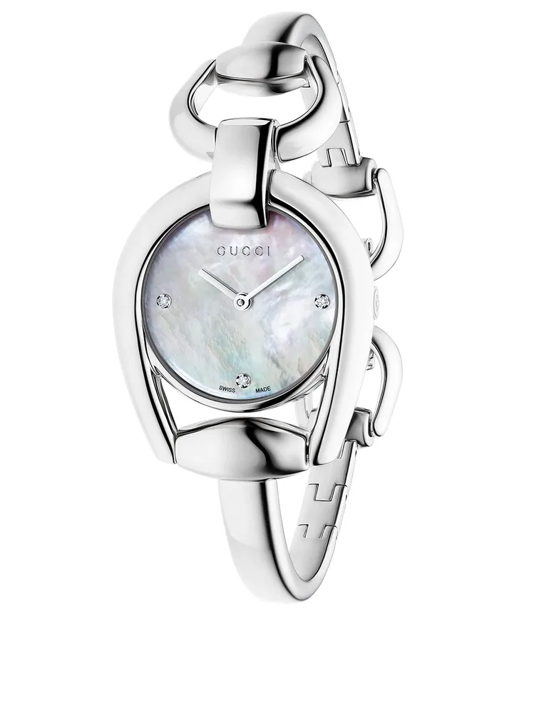 Horsebit Goldtone Bracelet Watch With Diamonds