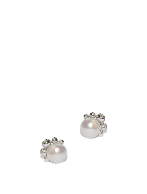 Bubbling Brook Dew Drop Sterling Silver Pearl Stud Earrings