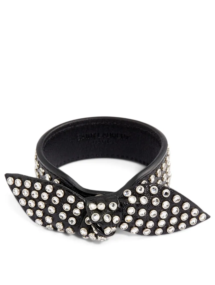 Leather Wrap Bracelet With Crystals