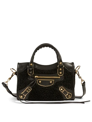 Mini City Leather And Shearling Bag