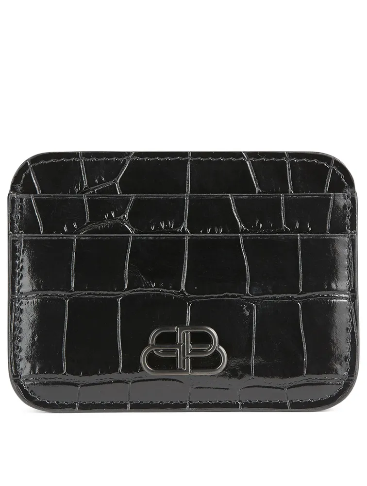 BB Croc-Embossed Leather Card Holder